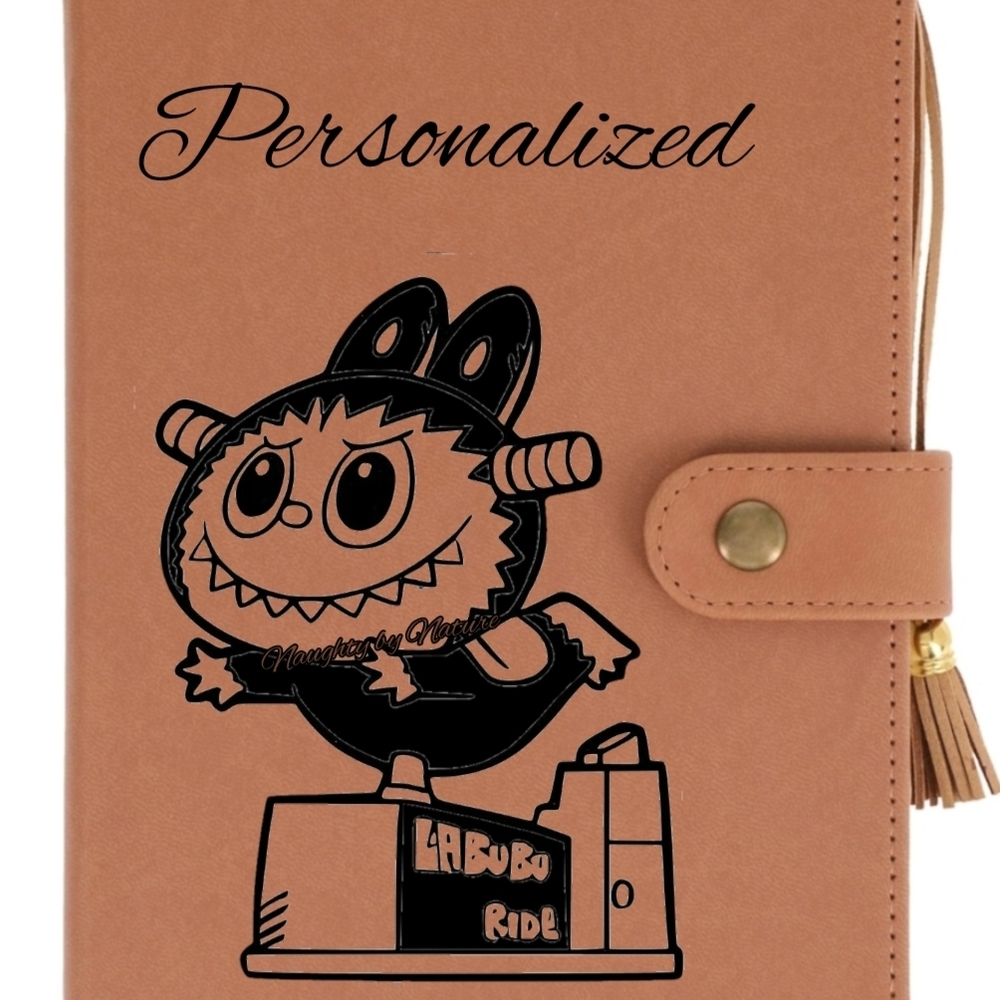 Labubu Monster Personalized Tan Kids Journal Faux Leather